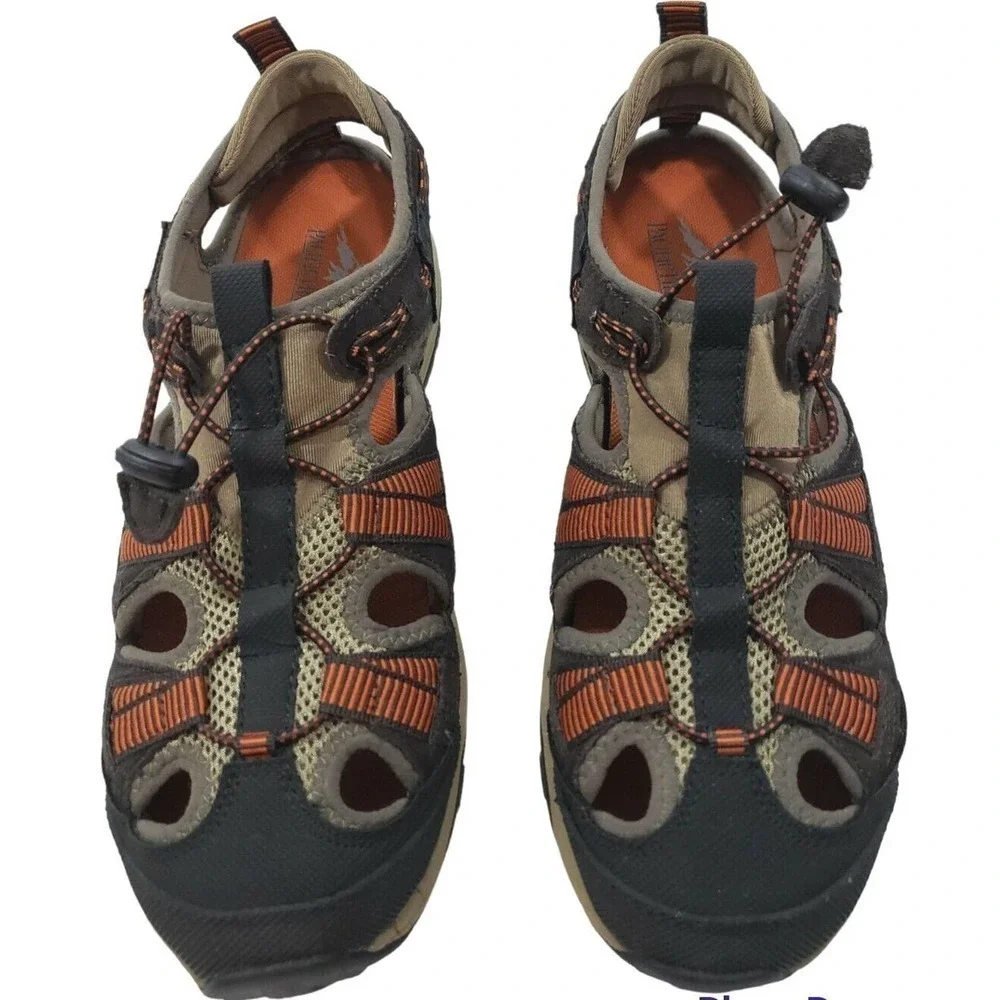 Pacific Trail~Men's Size 9.5~Brown/ Black/Orange Lace Up Low Top Beach Shoes.